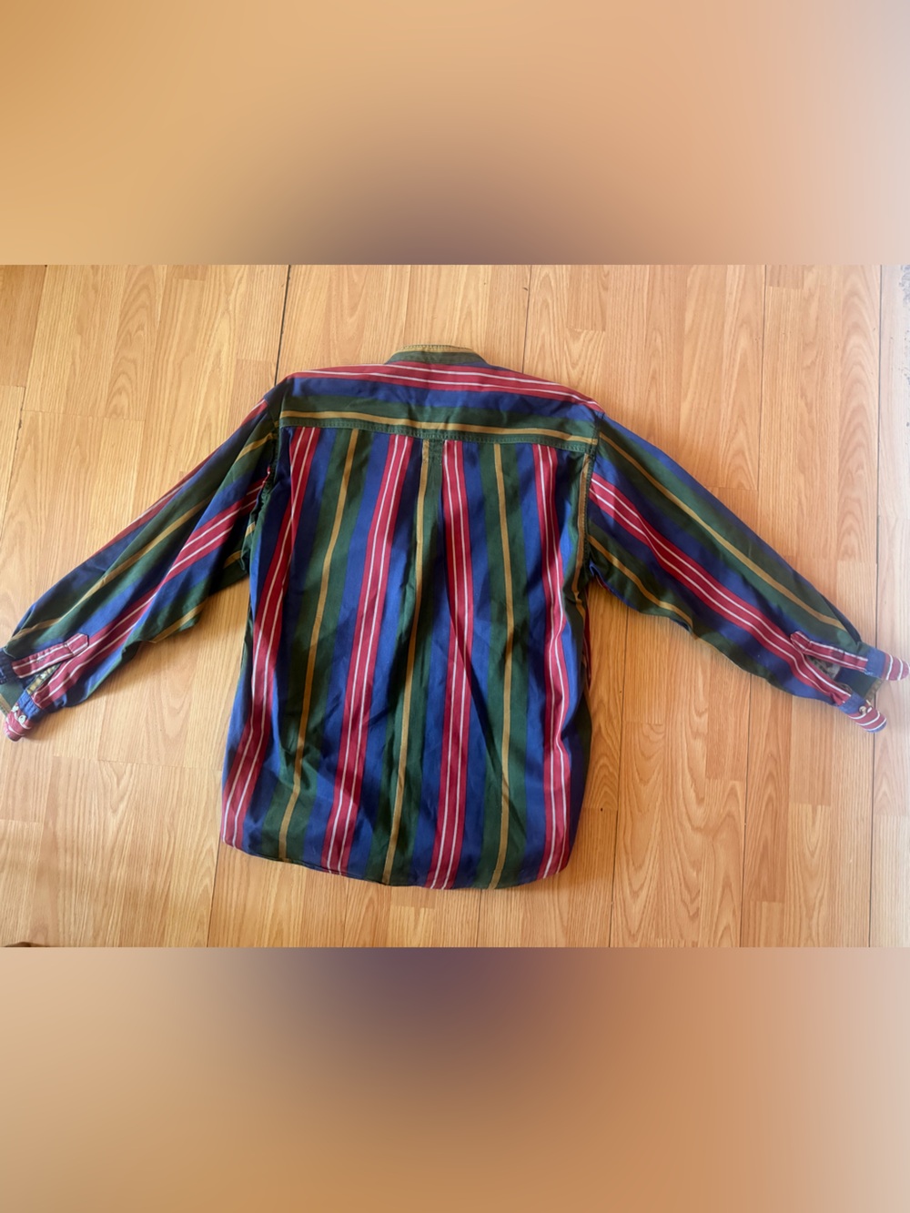 Bogari Studio Men's vintage Multi Color Striped Banded Collar Cotton Shirt XL - Picture 8 of 9